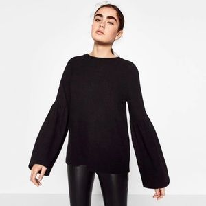 Zara Black Bell Sleeve Sweater | Size Small